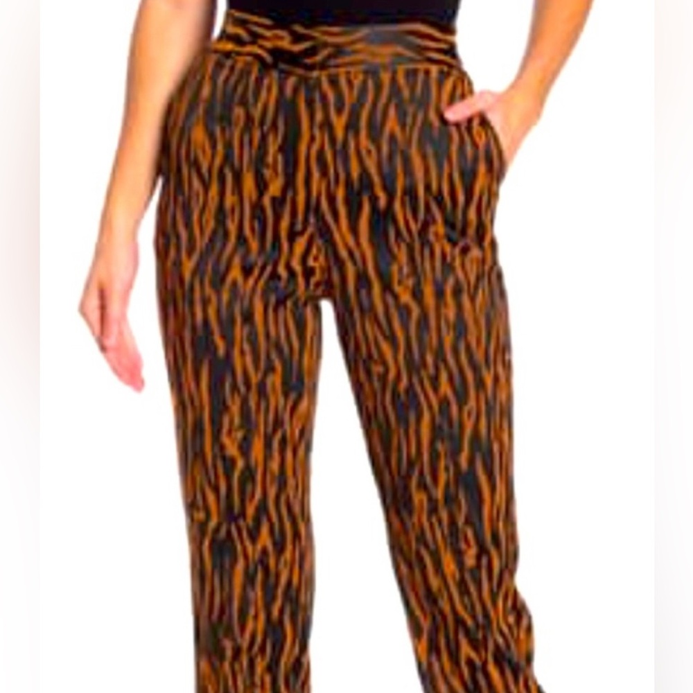 Diane von Furstenberg Sienna stretchy jacquard straight leg pants, sz 16 animal - Picture 7 of 10